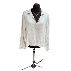 Saks Fifth Avenue Women’s 100% Linen Tunic Top Relaxed Coastal Beige Size L